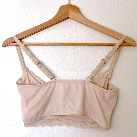 Cream Satin Lace Bra Bustier, Size XS - Picture 3 of 3